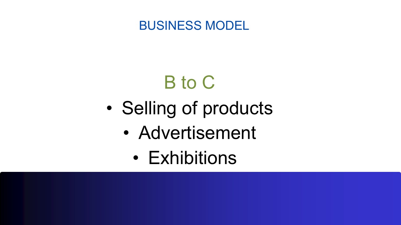 B2C business model with direct sales and exhibitions