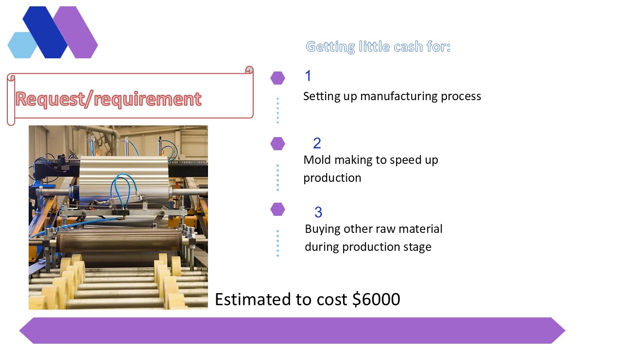 Funding request for manufacturing setup and molds